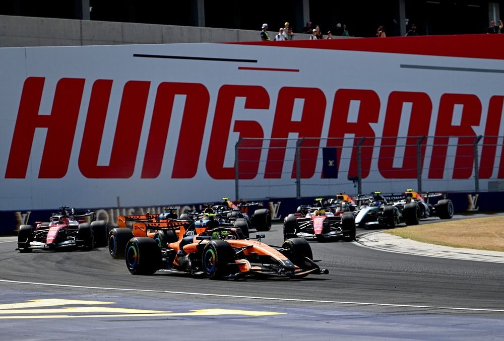 Norris let Piastri trickle through at Turn 2 after running wide