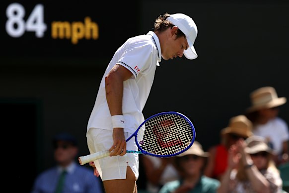 It was a tough day at the office for Alex de Minaur as he exited Wimbledon.