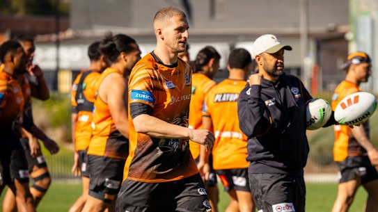 Adam Doueihi resumed training with the Wests Tigers on Tuesday.