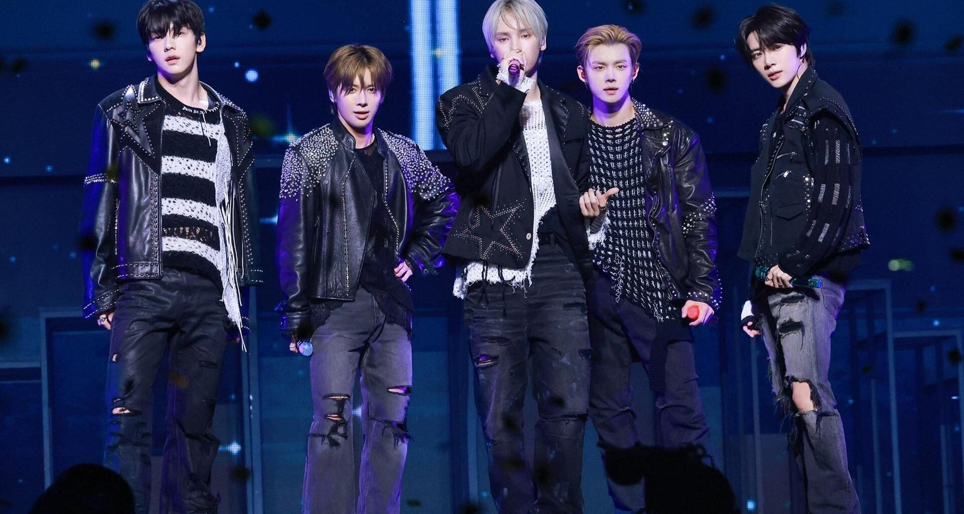 From left are K-pop boy band Tomorrow X Together members Soobin, Taehyun, Huening Kai, Yeonjun and Beomgyu. Courtesy of BigHit Music