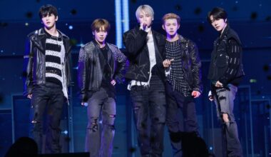 From left are K-pop boy band Tomorrow X Together members Soobin, Taehyun, Huening Kai, Yeonjun and Beomgyu. Courtesy of BigHit Music
