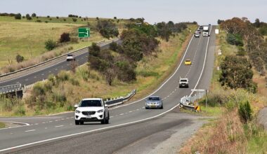 Cars on a divided highway