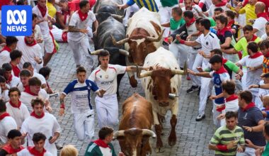 Runner gored in the face at Spain's San Fermin bull run festival