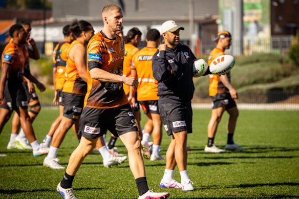 Adam Doueihi resumed training with the Wests Tigers on Tuesday.