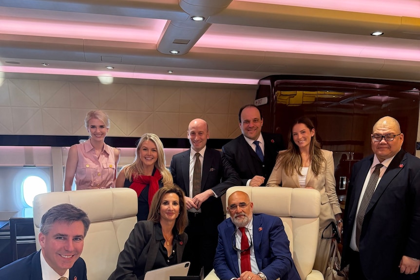 Steven Cheung posted this photo with members of the Trump family and press secretary Karoline Leavitt. 