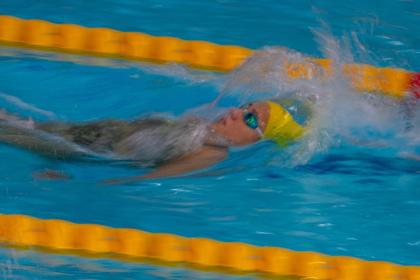 Jenna Forrester swims backstroke in the 400m individual medley final at the Glasgow 2026 Commonwealth Games.