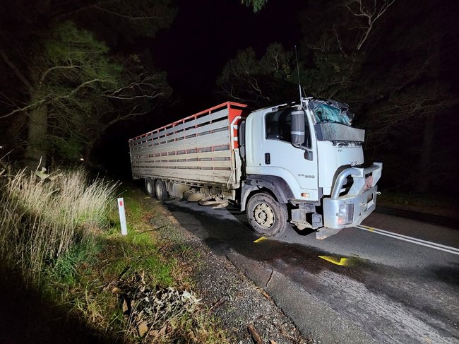 Tony Modra’s truck at the crash site.