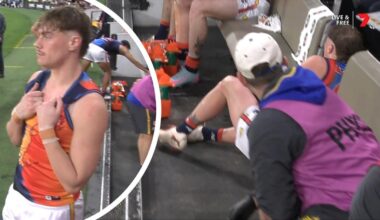 Harley Reid’s painful ankle injury on bench in opening stages of West Coast Eagles’ clash with Brisbane