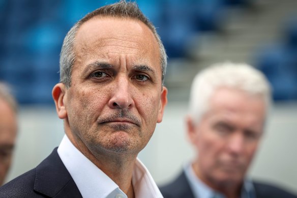 Tiley (in background) believes his successor Abdo’s greatest challenge will be in dealing with the Victorian government. 