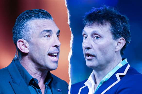 Rugby league commentator Braith Anasta (left) and NSW Blues coach Laurie Daley.