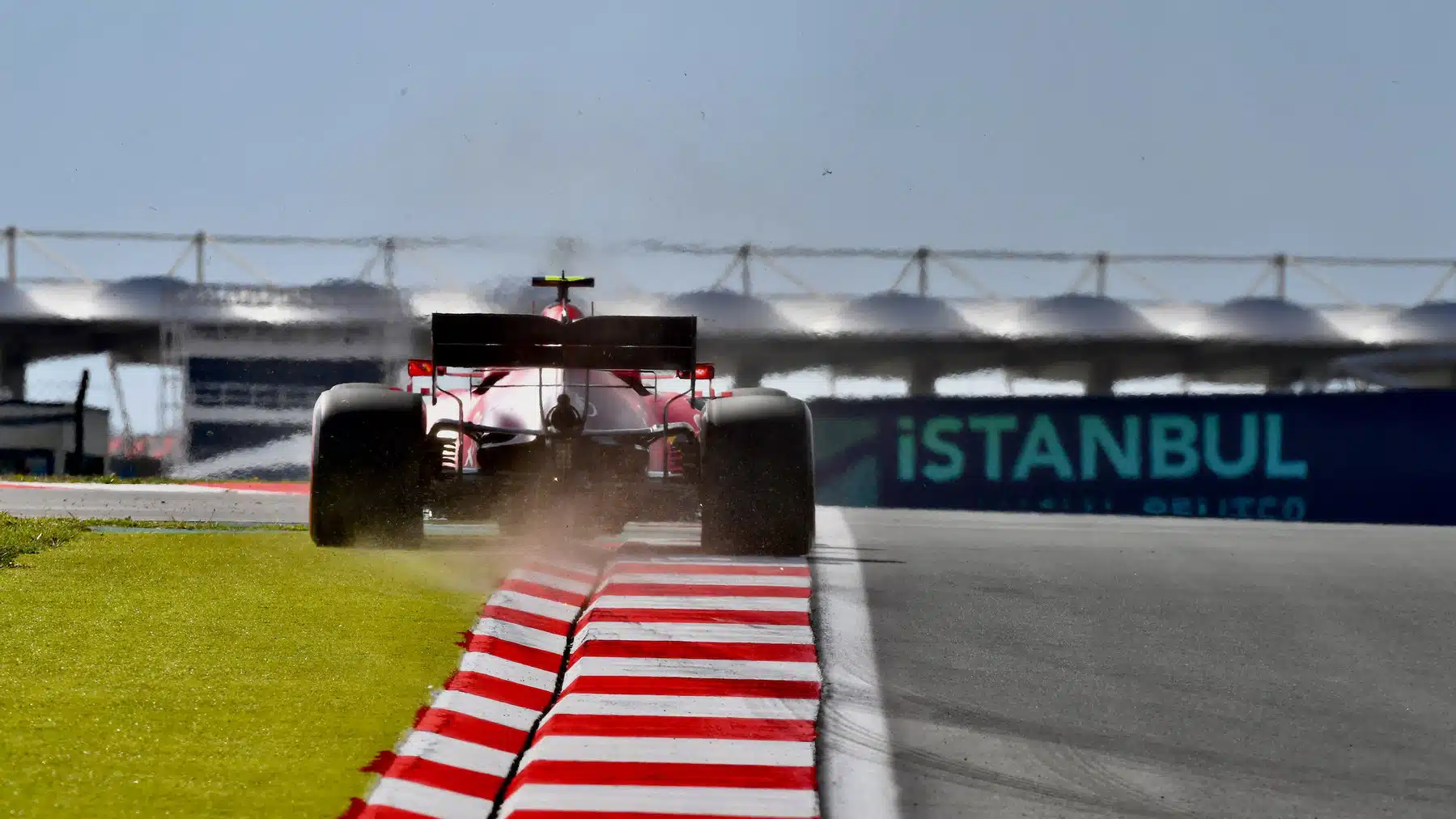 Carlos Sainz Jr (Ferrari) on the grass during practice for the 2021 Turkish Grand Prix