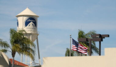 A general view of Paramount Pictures Studios and its iconic water tower in Los Angeles