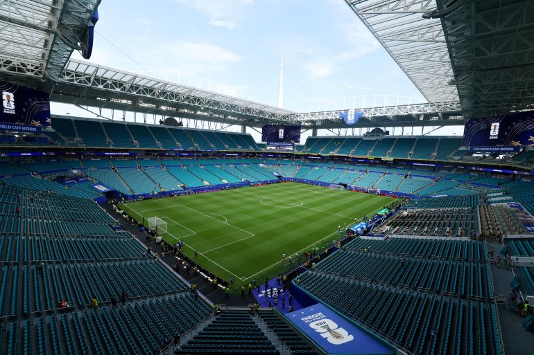 General view inside Miami stadium before the match