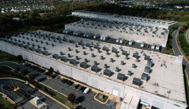 FILE PHOTO: Aerial views of an Amazon Web Services Data Center known as US East 1 in Ashburn, Virginia