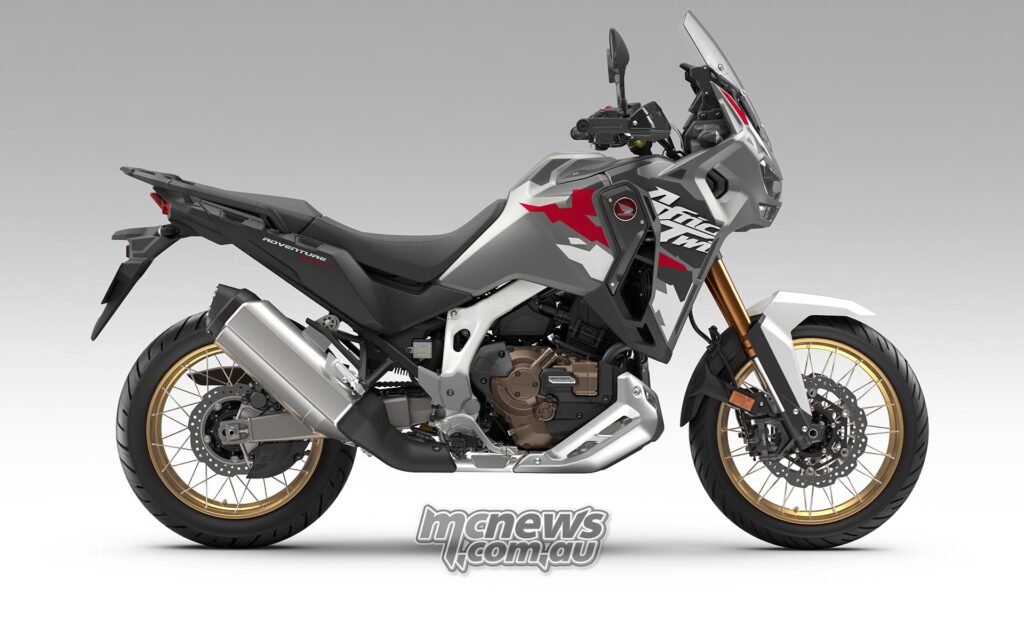 Iridium Gray Metallic 2026 Honda Africa Twin Adventure Sports ES DCT shown in right-side profile.