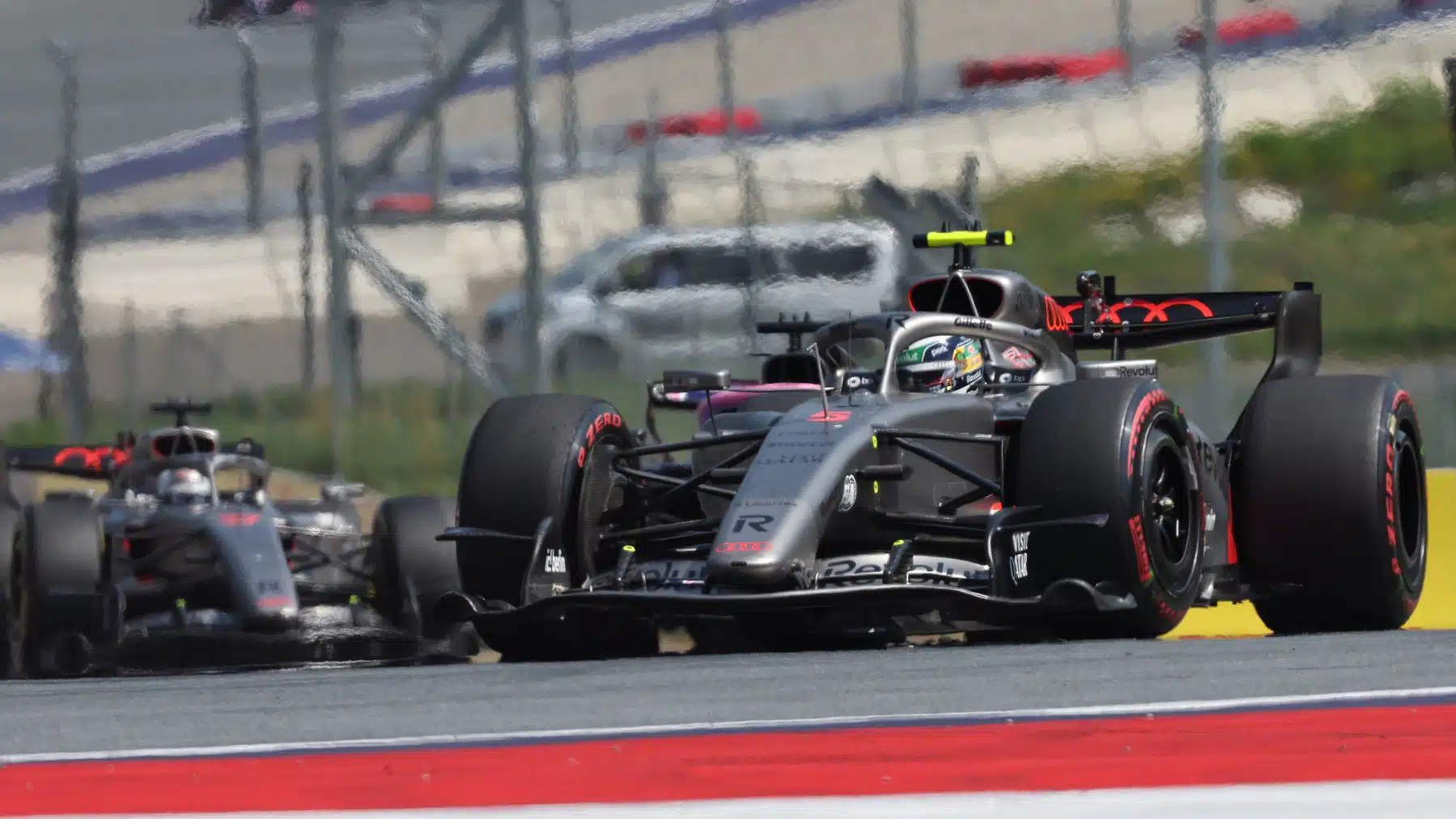 Audi drivers Gabriel Bortoleto and Nico Hulkenberg during the 2026 Austrian Grand Prix