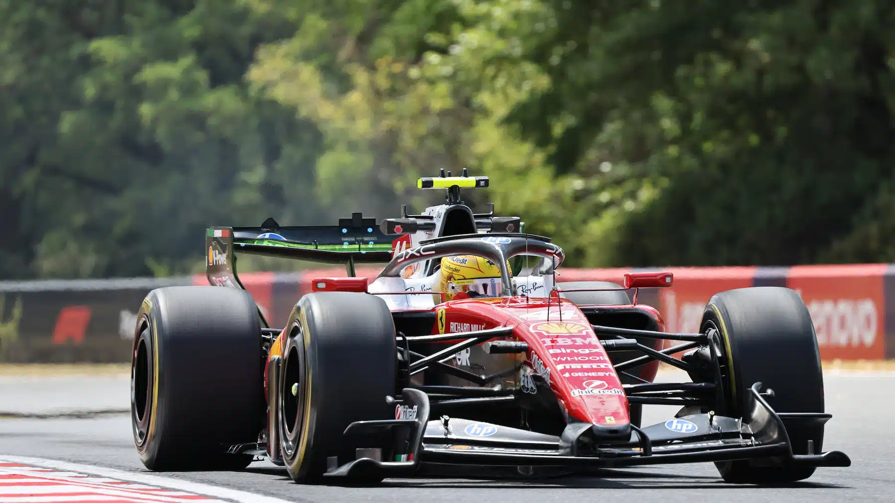 Lewis Hamilton (Ferrari) during FP1 practice before the 2026 Hungarian Grand Prix