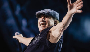Brian Johnson of AC/DC performs during their “Power Up” tour stop at Allegiant St ...