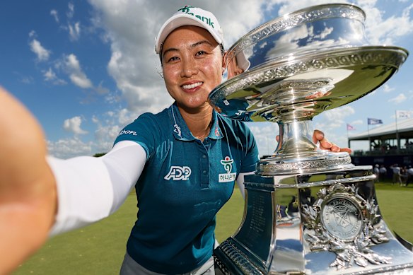 Minjee Lee after winning the Women’s PGA Championship in Texas in 2025.