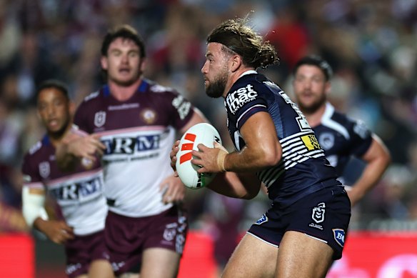 Carrigan in action for the Broncos in round 10.