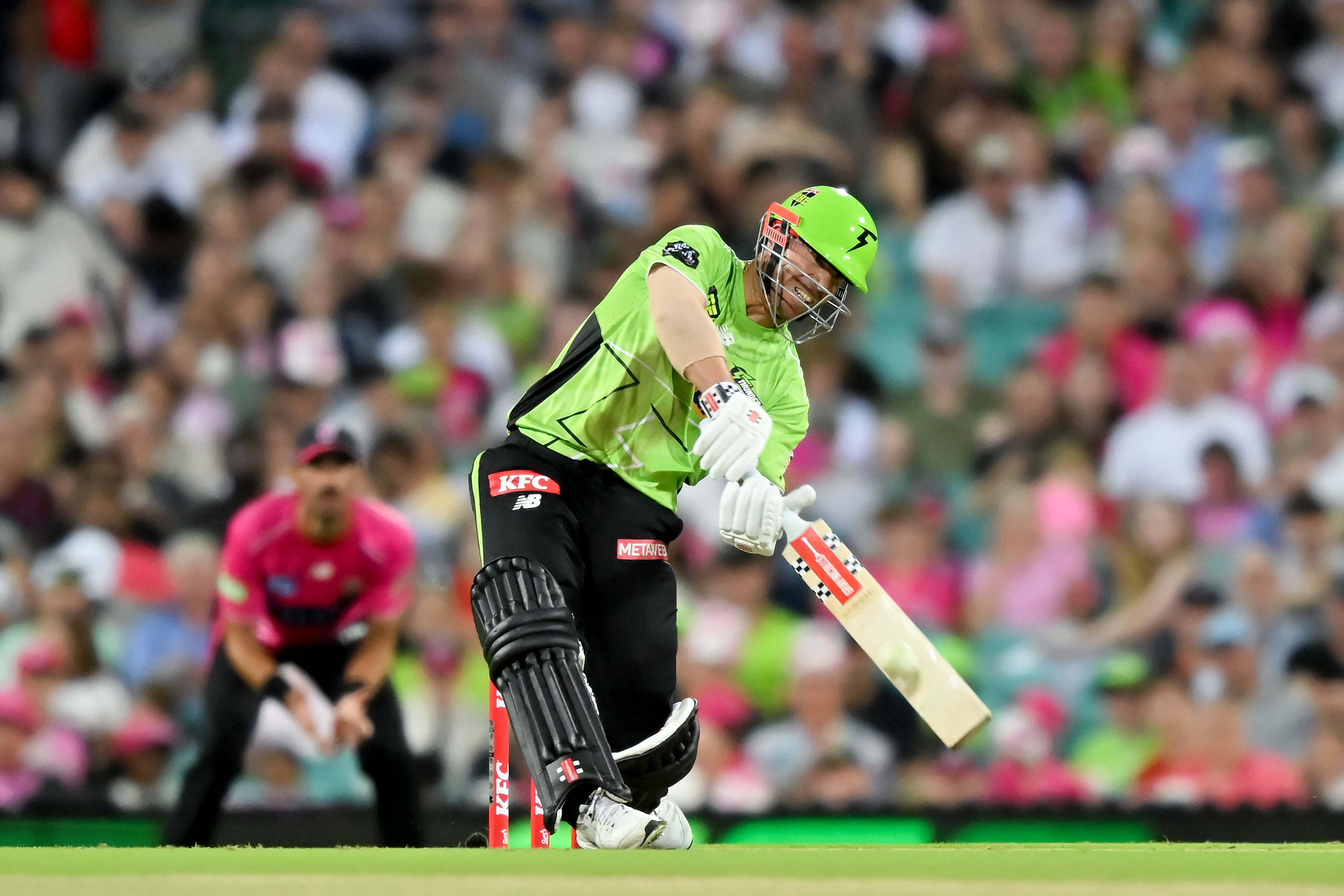 David Warner of Sydney Thunder bats during a match against Sydney Sixers on 16 January 2026
