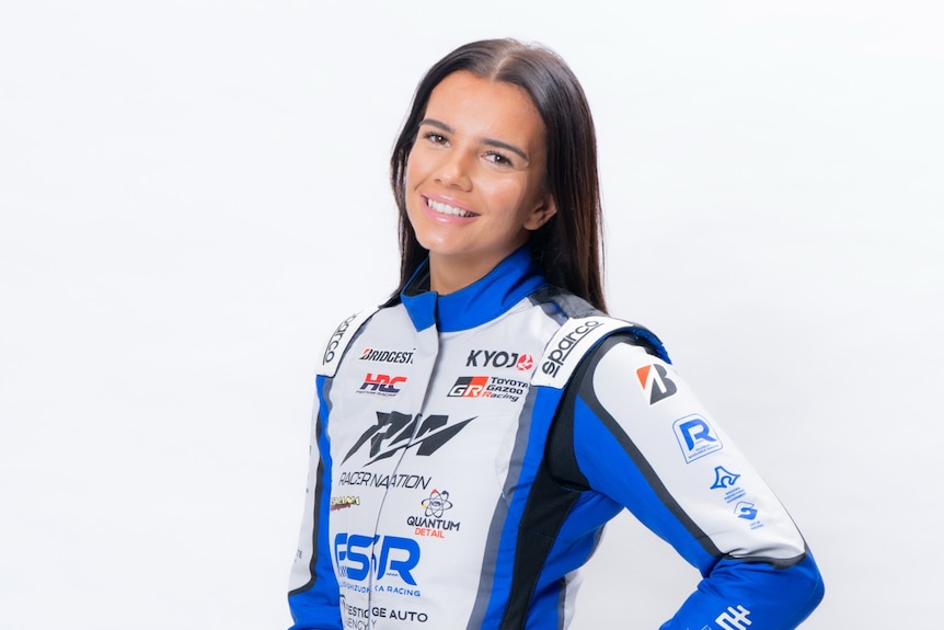 Australian racing driver Paige Raddatz posing during a promotional shoot