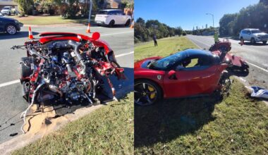 Ferrari owned by Gold Coast influencer wrecked in brutal crash after sports car slams into tree