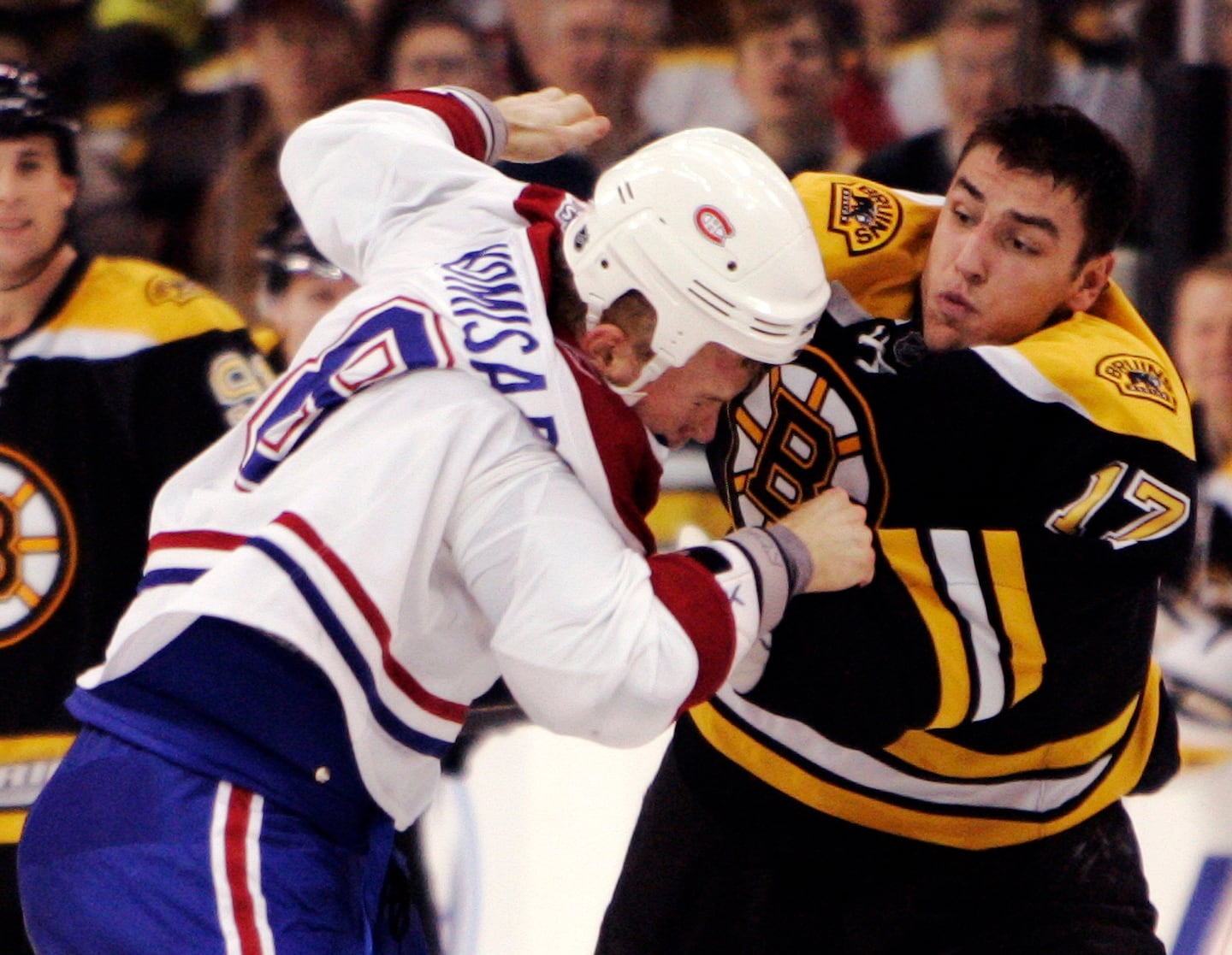 Milan Lucic traded blows with Mike Komisarek more than once as a Bruin and had no intention of wearing the Canadiens colors after leaving Boston.