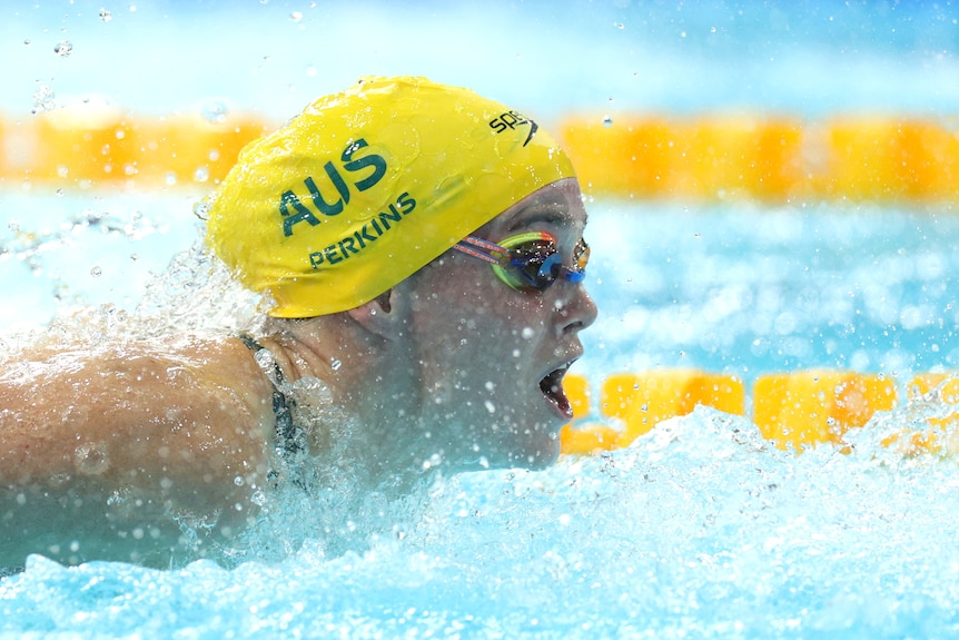 Alexandria Perkins swimming at the Glasgow Commonwealth Games.