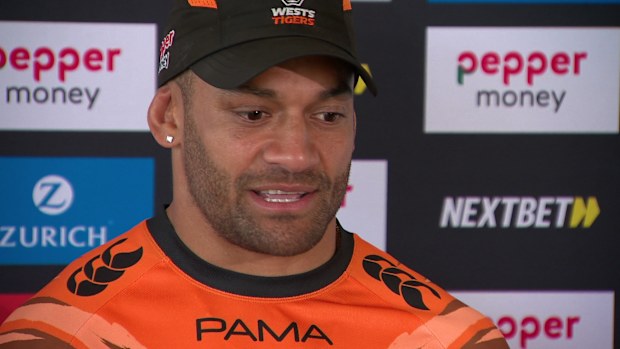 Api Koroisau speaks to media.
