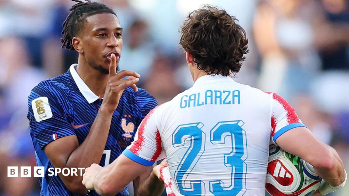 France forward Michael Olise clashes with Paraguay's Matias Galarza during their last-16 tie at the 2026 World Cup