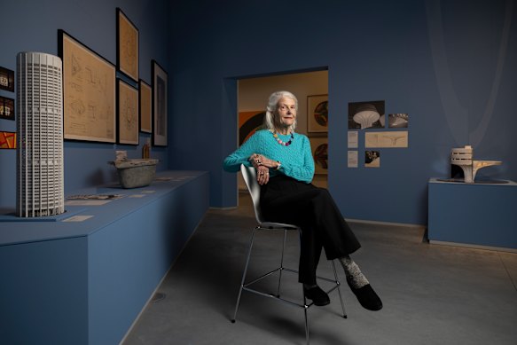 Penelope Seidler at the exhibition Migrating Modernism: the architecture of Harry Seidler, at the Chau Chak Wing Museum in Sydney. 