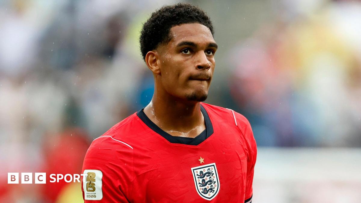 England right-back Jarell Quansah playing against Panama in a 2026 World Cup group stage match