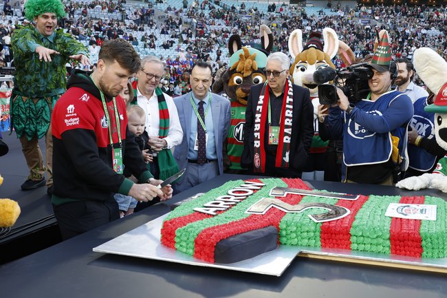 Jai Arrow celebrates his birthday with wife Berina Colakovic, daughter Ayla Rosa Arrow along with Australian Prime Minister, Anthony Albanese, Chairman of the ARLC, Peter V’Landys and The Wiggles.