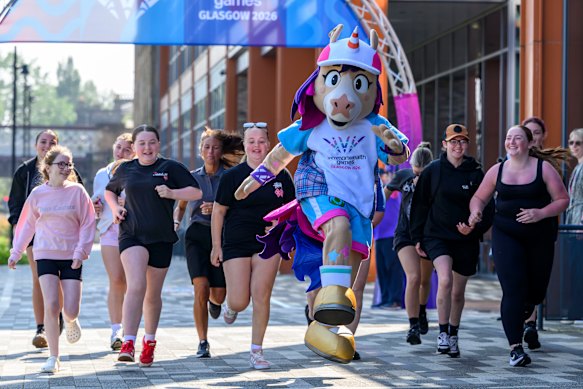 Finnie the unicorn in Glasgow one week before the 2026 Commonwealth Games kick off.