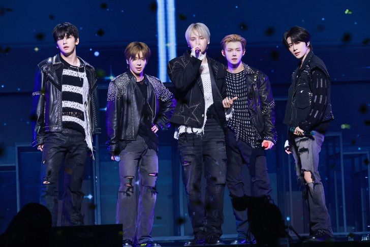From left are K-pop boy band Tomorrow X Together members Soobin, Taehyun, Huening Kai, Yeonjun and Beomgyu. Courtesy of BigHit Music