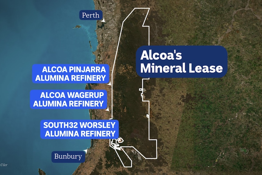 A GFX map showing Alcoa's mineral lease