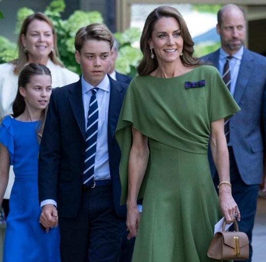 Prince George (centre left) attended the 2026 Wimbledon men’s final with his family. 