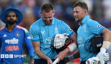 Joe Root, right, roars in the direction of Gus Atkinson as England seal victory over India