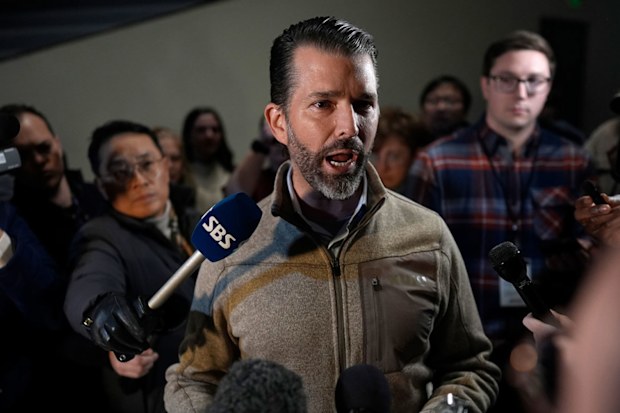 Donald Trump Jr campaigning for his father in Iowa in 2024.