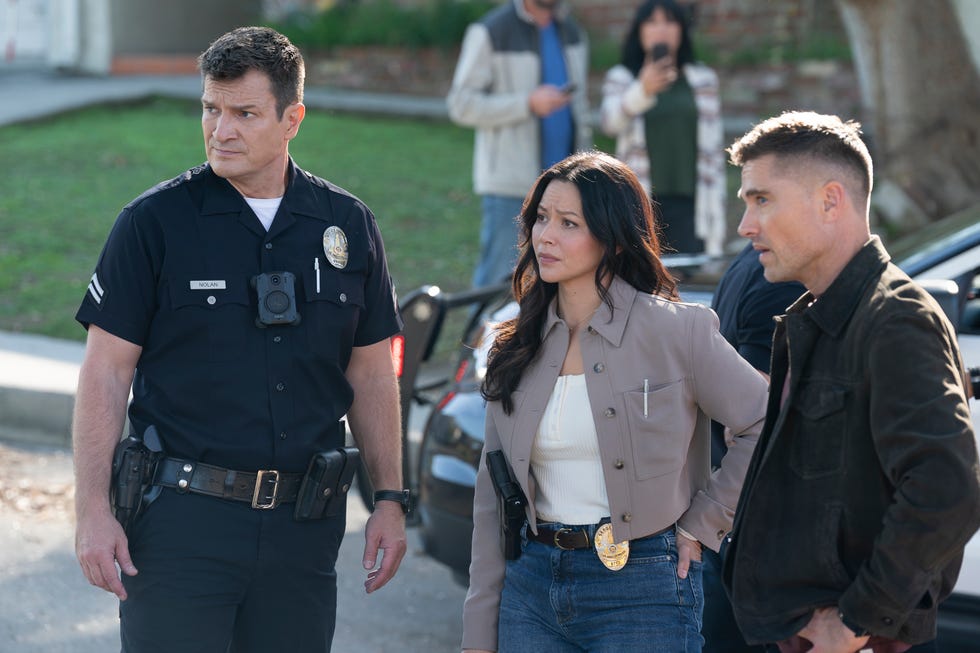 Nathan Fillion, Melissa O'Neil, Eric Winter, The Rookie nathan fillion, melissa o'neil, eric winter, the rookie