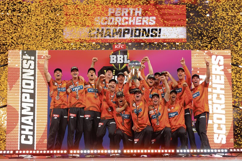 Perth celebrating last summer’s title.