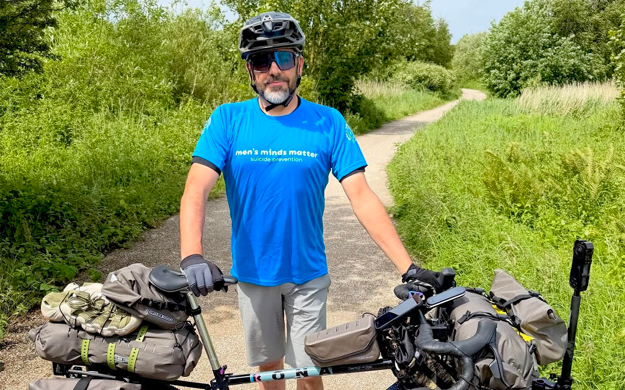 Martin Hills with the bike he'll use to cycle across Europe