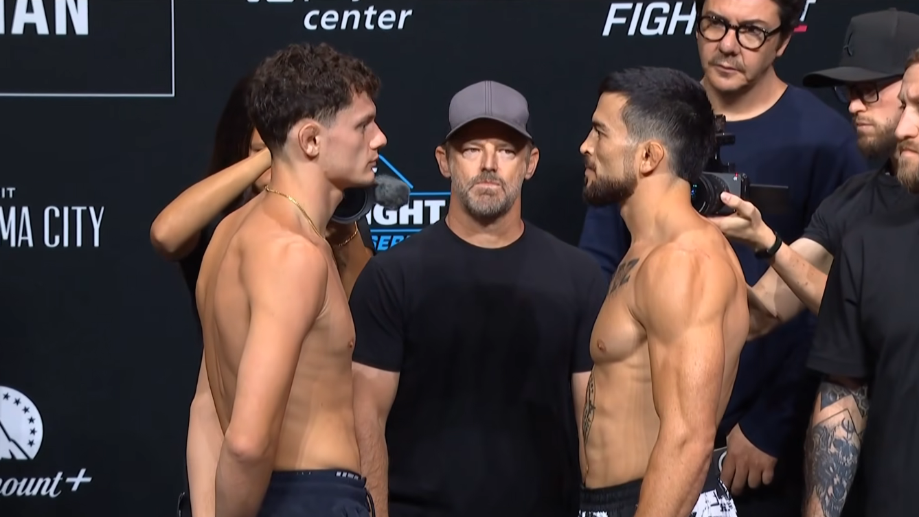 Chase Hooper vs. Mitch Ramirez - UFC OKC ceremonial weigh-ins faceoff