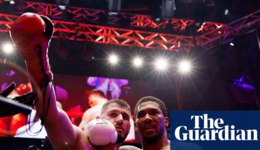 Anthony Joshua knocked down twice but stops Kristian Prenga in round two | Boxing