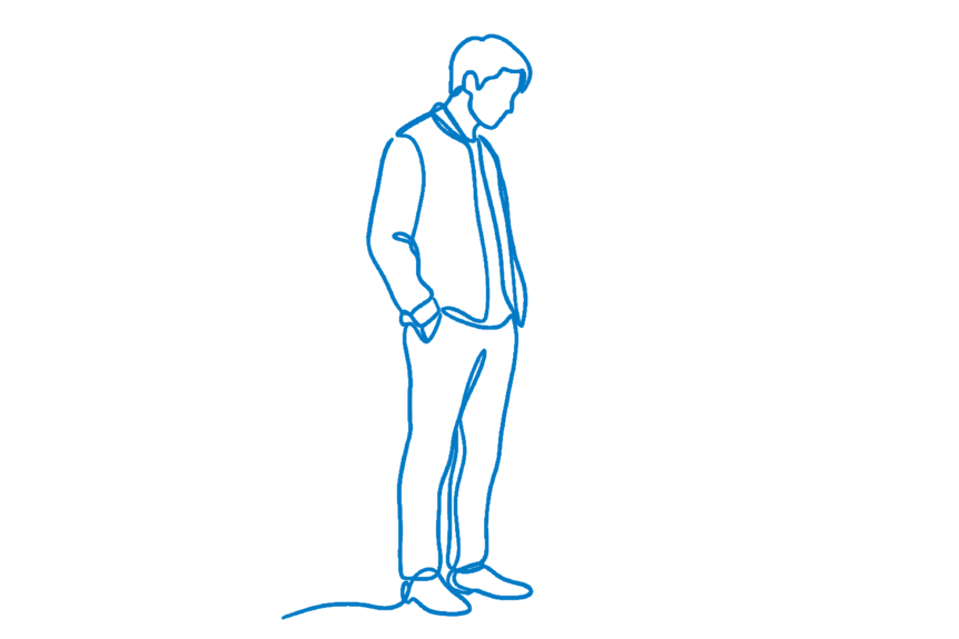 A line drawing of a single person.