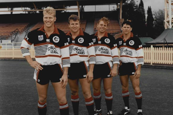 Stand aside, here come the might Bears: (from left) Gary Larson, Paul Conlon, Greg Florimo and Les Kiss, in 1991.