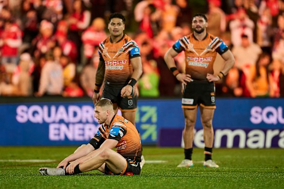 The Tigers lost to the Dragons in round 18 to give the Red V just their second win of the season.