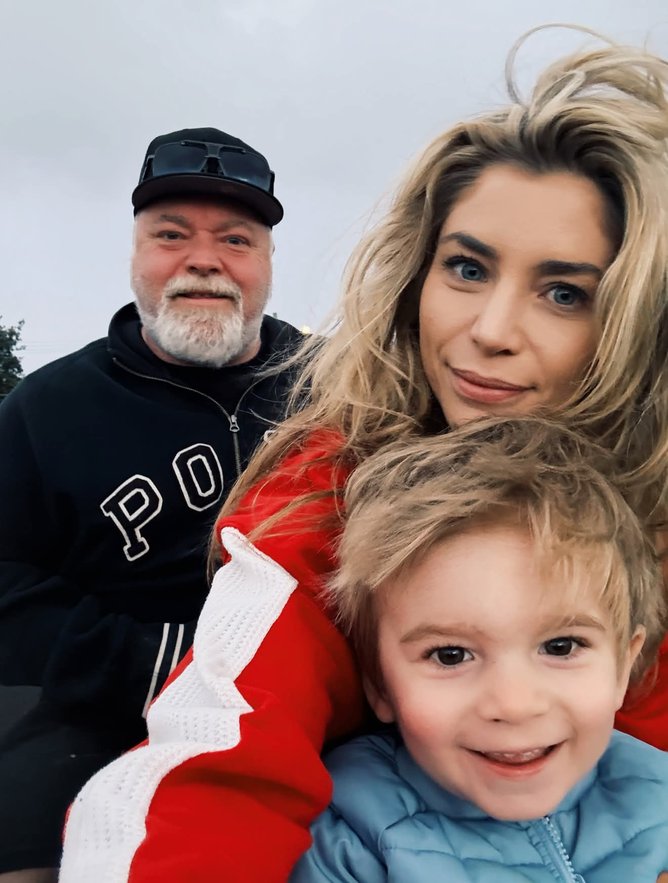 Kyle Sandilands, wife Tegan and son Otto.