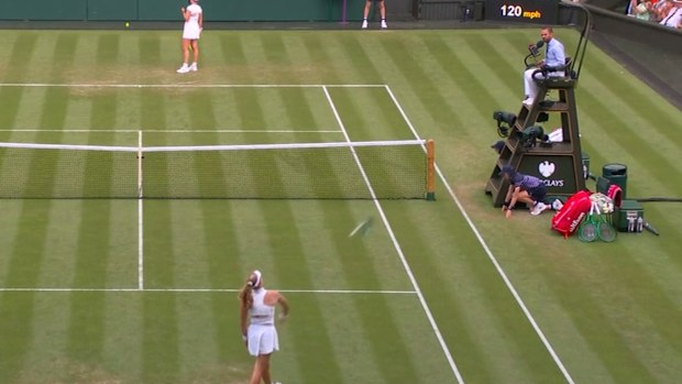Andreeva launches her racquet after giving up match point.